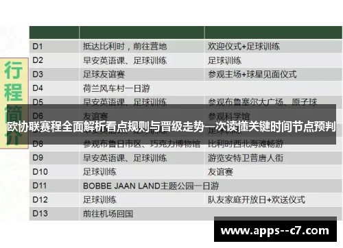 欧协联赛程全面解析看点规则与晋级走势一次读懂关键时间节点预判